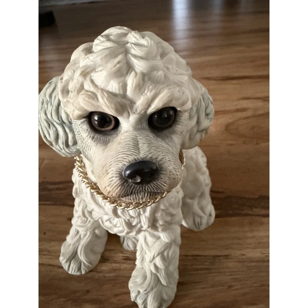 Vintage 1984 Enesco Purebred Pets Poodle Figurine Kathy Wise Glass Eyes‎ Gray